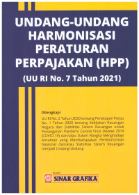 UNDANG-UNDANG HARMONISASI PERATURAN PERPAJAKAN (HPP)